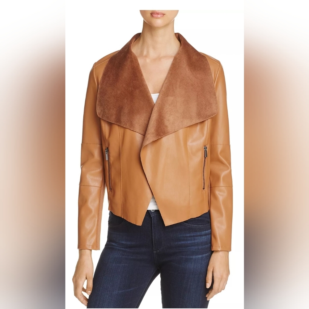 Bagatelle Draped Faux Leather Jacket